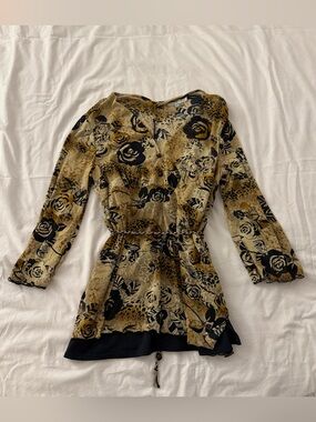 I.C.E Vintage Y2K mesh floral long sleeve v-neck blouse size L